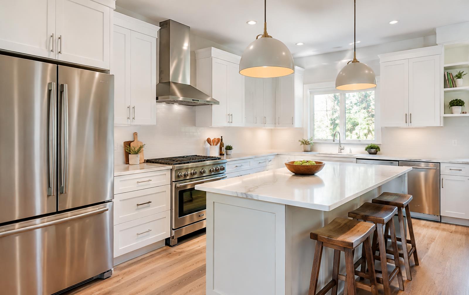 Modern kitchen with stainless appliances